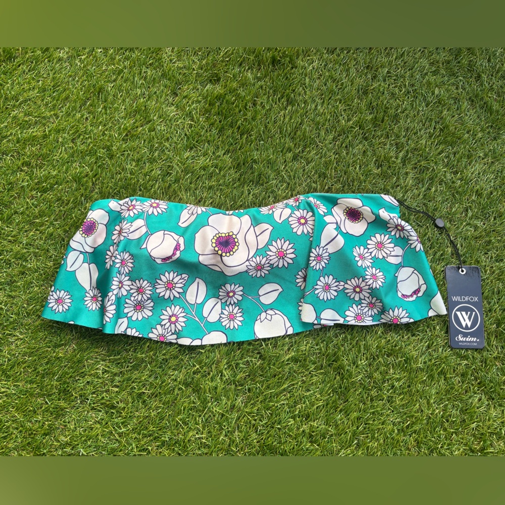 Wildfox Teal Floral Bikini Top